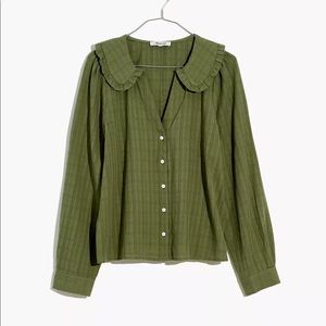 Madewell Ruffle-Collar Button-Up Shirt in Syril Plaid Size 2